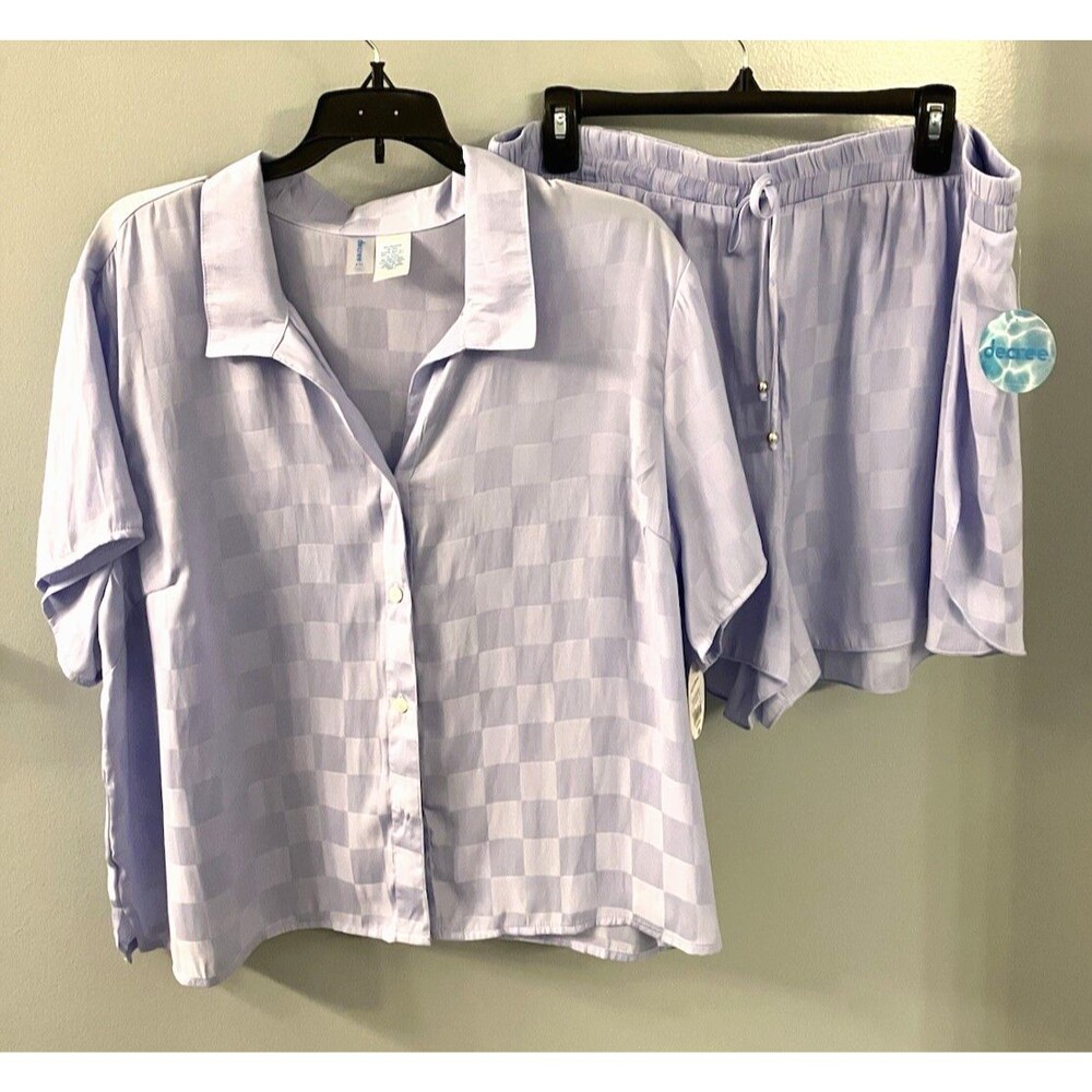 NWT Decree Lavender Beach cover up shirt & shorts set Size XXL